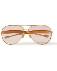 Bottega Veneta - Sardine Aviator-style Gold-tone Sunglasses - Lyst