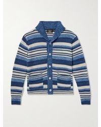 RRL - Shawl-Collar Striped Cotton And Linen-Blend Cardigan - Lyst