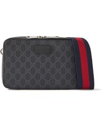Gucci - Logo-appliquéd Leather-trimmed Monogrammed Coated-canvas Messenger Bag - Lyst