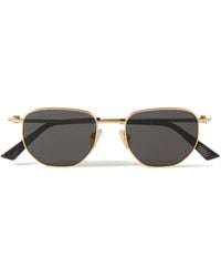 Bottega Veneta - Round-frame Gold-tone Sunglasses - Lyst