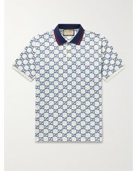 Gucci - Monogram Contrast-collar Stretch-cotton Piqué Polo Shirt - Lyst