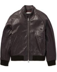 Officine Generale - Craig Leather Bomber Jacket - Lyst