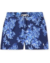 Polo Ralph Lauren - Traveler Straight-Leg Mid-Length Floral-Print Seersucker Swim Shorts - Lyst