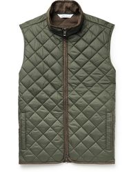 Peter Millar Essex Faux Suede-trimmed Quilted Shell Gilet - Green