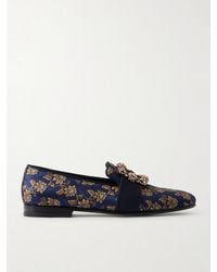 Manolo Blahnik - Carlton Crystal-embellished Floral-jacquard Loafers - Lyst