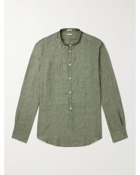 Massimo Alba - Kos Grandad-collar Linen Half-placket Shirt - Lyst