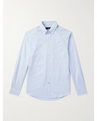 dunhill - Button-down Collar Striped Cotton And Cashmere-blend Shirt - Lyst