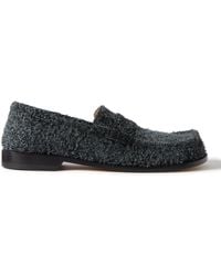 Loewe - Campo Brushed-suede Penny Loafers - Lyst