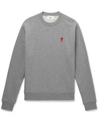 Ami Paris - Logo-embroidered Cotton-jersey Sweatshirt - Lyst