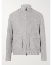 Herno - Houndstooth Linen-blend Bomber Jacket - Lyst