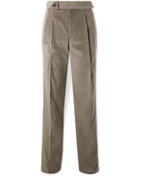James Purdey & Sons - Straight-leg Pleated Cotton-blend Corduroy Trousers - Lyst