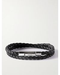 Tod's Woven Leather And Silver-tone Wrap Bracelet - Black