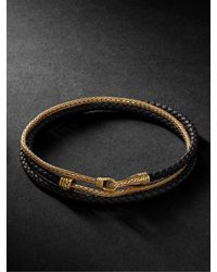 John Hardy Gold And Leather Triple Wrap Bracelet - Metallic