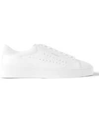 Axel Arigato - Court Suede-trimmed Perforated Leather Sneakers - Lyst