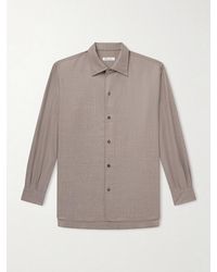 Loro Piana - Franco Leather-trimmed Virgin Wool Shirt - Lyst