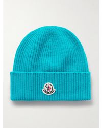 Moncler - Appliquéd Ribbed Virgin Wool And Cashmere-Blend Beanie - Lyst