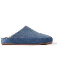 Mulo - Suede-trimmed Shearling-lined Wool Slippers - Lyst