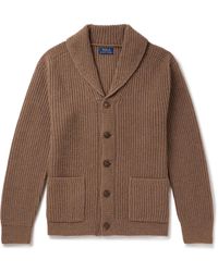 Polo Ralph Lauren - Shawl-collar Ribbed Wool And Cashmere-blend Cardigan - Lyst