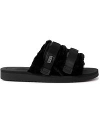 Suicoke - Moto Webbing And Shell-trimmed Faux Fur Slides - Lyst