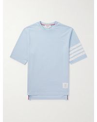 Thom Browne - Logo-Appliquéd Striped Cotton-Jersey T-Shirt - Lyst