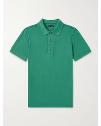 Tom Ford - Slim-fit Lyocell And Cotton-blend Piqué Polo Shirt - Lyst