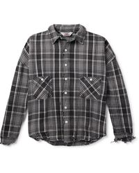 SAINT Mxxxxxx - Distressed Checked Cotton-flannel Shirt - Lyst