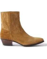 Celine - Western Embroidered Suede Boots - Lyst