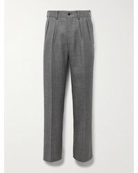 Kaptain Sunshine - Manhattan Straight-Leg Pleated Checked Wool-Gabardine Trousers - Lyst