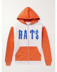 Stray Rats - Gothik Logo-print Two-tone Cotton-jersey Zip-up Hoodie - Lyst