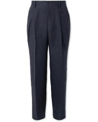 Kaptain Sunshine - Shoecut Slacks Straight-leg Pleated Linen And Silk-blend Suit Trousers - Lyst