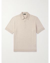 ZEGNA - Cotton, Linen And Silk-Blend Polo Shirt - Lyst