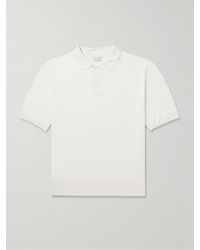 Moncler - Polohemd aus einer Seiden-Leinenmischung mit Logoapplikation - Lyst