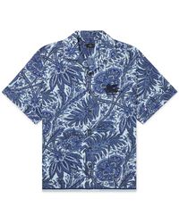 Etro - Convertible-collar Logo-embroidered Printed Cotton-voile Shirt - Lyst
