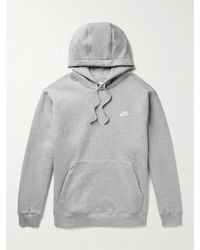 Nike Sportswear Club Logo-embroidered Cotton-blend Jersey Hoodie - Grey