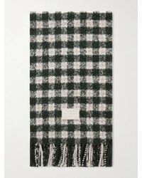 Acne Studios - Fringed Logo-Appliquéd Leather-Trimmed Knitted Scarf - Lyst