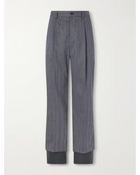Valentino Garavani - Straight-Leg Pleated Herringbone Virgin Wool Trousers - Lyst