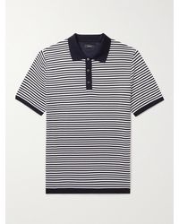 Theory Veran Striped Cotton-piqué Polo Shirt - Blue