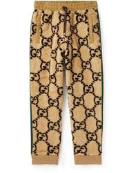 Gucci - Striped Logo-jacquard Wool-blend Fleece Sweatpants - Lyst