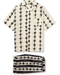 Desmond & Dempsey - Camp-collar Printed Linen Pyjama Set - Lyst