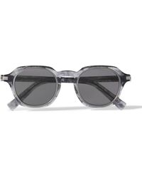 ZEGNA - Round-Frame Marbled Acetate Sunglasses - Lyst