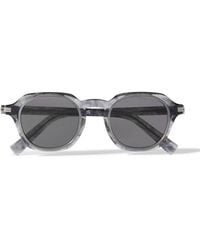 ZEGNA - Round-Frame Marbled Acetate Sunglasses - Lyst