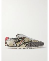 Marni - Logo-Embroidered Croc And Snake-Effect Leather Sneakers - Lyst