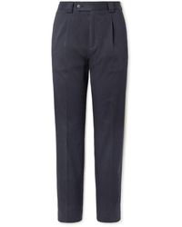 Paul Smith - Straight-leg Pleated Stretch-cotton Trousers - Lyst