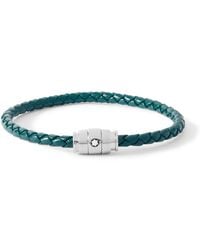 Montblanc - Meisterstück 3-Ring Stainless Steel And Woven Leather Bracelet - Lyst