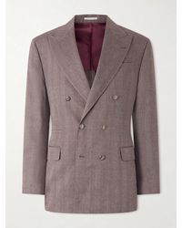 Brunello Cucinelli - Double-Breasted Herringbone Linen And Virgin Wool-Blend Suit Jacket - Lyst