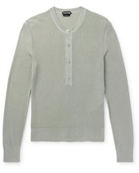 Tom Ford - Ribbed Silk-blend Henley Shirt - Lyst