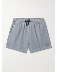 ZEGNA - Straight-Leg Mid-Length Striped Seersucker Shorts - Lyst