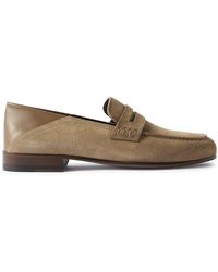 Manolo Blahnik - Plymouth Collapsible-heel Suede And Leather Penny Loafers - Lyst