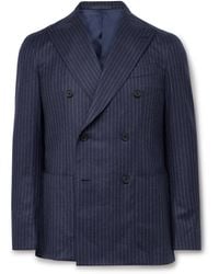 Caruso - Double-Breasted Pinstriped Wool Suit Jacket - Lyst