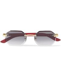 Cartier - Octagon-frame Gold-tone And Wood Sunglasses - Lyst